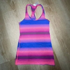 Ivivva by Lululemon Pink Blue Gray Striped Racerback Activewear Athletic Tank 10 - Picture 1 of 5