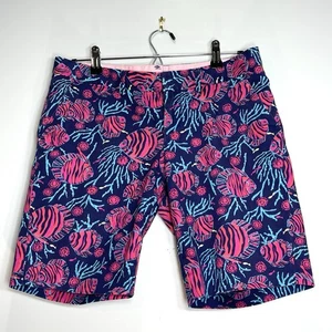 Pantaloncini LILLY PULITZER blu navy rosa corallo e pesce stampa jammin Avenue taglia 4 - Foto 1 di 11
