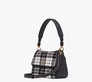 Neu mit Etikett Kate Spade Hudson schicke karierte schwarz & weiß wandelbare Klappe Umhängetasche - Bild 1 von 12