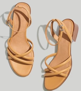 Madewell The Gena Ankle-Strap Sandal size 9 tan spring neutrals open toe shoes - Picture 1 of 7