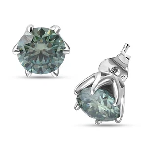 Aretes solitarios D'Joy Paraiba Moissanite 1,90 quilates en rodio O/plata - Imagen 1 de 5