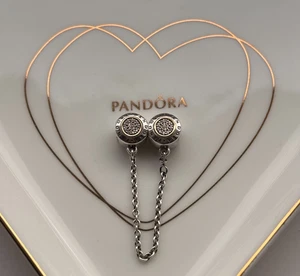New Genuine Pandora Two-Tone 14K Gold&Silver Signature Safety Chain 796269CZ-6cm - Picture 1 of 6