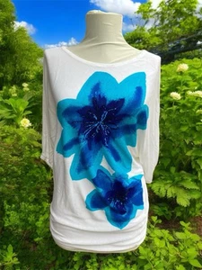 INC International Concepts Pullover PAILLETTEN Blumen Dolmanärmel Sweater Shirt M - Bild 1 von 7
