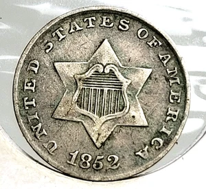 1852 Three Cent Silver Trime 3c Philadelphia Mint - Picture 1 of 5