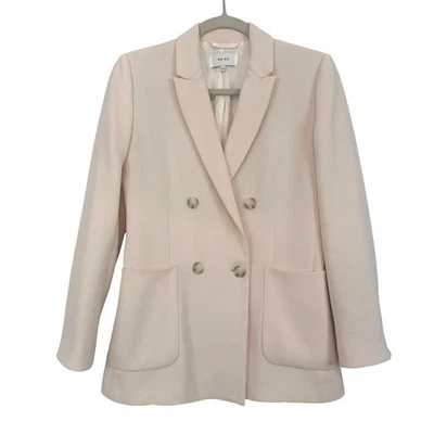 Reiss Lille Double Breasted Cream Blazer Viscose Tailored Jacket Womens Size 4 - Image 1 of 4
