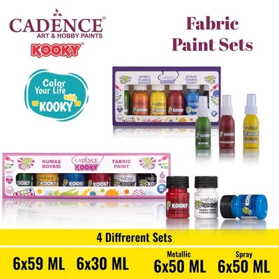 Cadence Kooky Textilfarbe Set – 6x30ML/59ML Opak, Metallic & Spray - Kinder - Bild 1 von 4