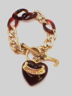 PULSEIRA CHARME TOM DOURADO CORAÇÃO INCHADO CONCHA DE TARTARUGA FALSA COSTURA SUCULENTA - Imagem 1 de 4