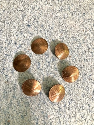 Vintage Real Pennys Shank Buttons/Slightly Domed/Lot Of 6 Coins/ Sewing/UNIQUE - Image 1 of 4