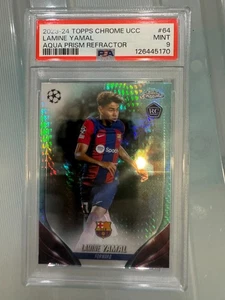 2023-24 Topps Cromo UEFA Club Lamine Yamal 64 Aqua Prism PSA 9 Rookie, RC - Imagen 1 de 2