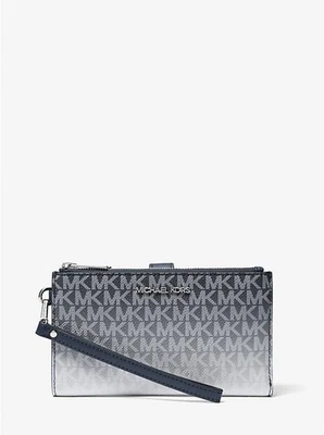 Michael Kors Jet Set Doble Cremallera Muñequera Billetera Negro Ombre Logo Teléfono Nuevo con Etiquetas $178 Foto 1 de 2