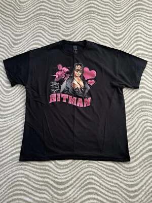 Camiseta WWE Auténtica Bret The Hitman Hart Para Hombre 2XL Negra/Rosa Estilo Retro WWF Foto 1 de 4