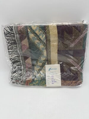 NOS Vtg Aztec Cotton Woven Tapestry Throw Blanket US FIELDCREST MILLS - Image 1 of 2