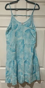 Cabana by Crown & Ivy Sz 2x Lt Blue Spaghetti Strap Ruffle Hemline Dress Comfy! - Picture 1 of 3