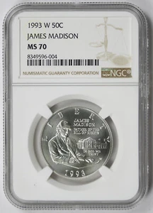 1993-W James Madison Modern Commemorative Half Dollar 50C MS 70 NGC - Picture 1 of 4