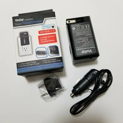 Cargador rápido de viaje rápido Vivitar VIV-QCB-214 Canon NB-11LH 100-240V DC coche nuevo Foto 1 de 4