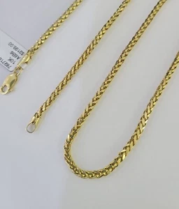 Real 10k Palm Chain 2.5mm Yellow Gold Wheat Necklace 24 inches - Picture 1 of 8