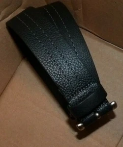 NEW THIRTY FIVE KENT Men Black Contrast Stitching Leather Belt 32 NEW NWT A03 - Picture 1 of 3