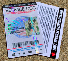 Service Dog Id Card Customized Holographic ESA  - USA FLAG SEAL - Vertical
