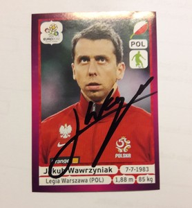 Panini Sticker Signed Em 2012 Signed Jakub Wawrzyniak Poland New