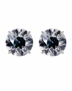 1.50 4-Prong Basket Round Grey OEC Moissanite Stud Earrings 14K Y W Or R Gold - Picture 1 of 6