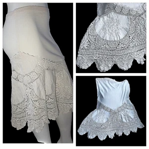 Nordstrom Tulip Pencil Skirt Ivory Lace Sz S-M Crochet Stretch Elastic Waist CD - Picture 1 of 23