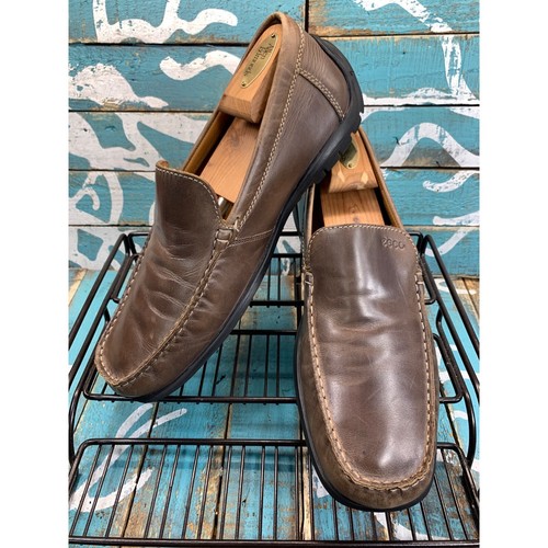 Mocassini da guida ECCO da uomo taglia 44 10 10 5 punta moc marrone pelle neri slip on
