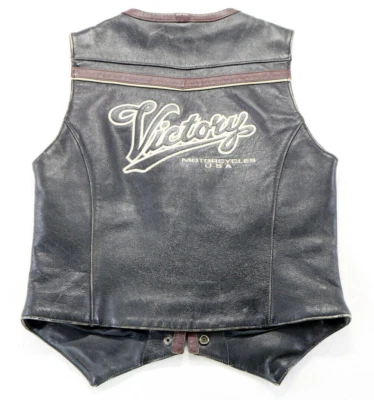 Victoria Chaleco Cuero M Negro Tostado Borgoña Beige Estados Unidos Bolsillos Snap Polaris Mujer Foto 1 de 4