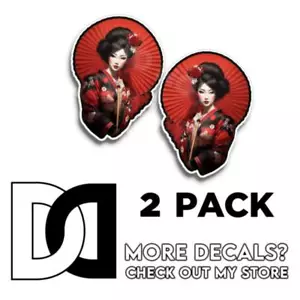 Geisha JAPAN Decal Red Sticker Beauty Vinyl Car Bike Truck Motorcycle 2 PK - Imagen 1 de 4