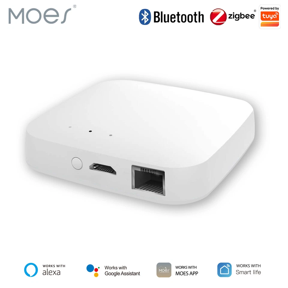 MOES Tuya ZigBee Bluetooth BLE WiFi Mesh Hub Multi-Mode Wired Smart Home Gateway