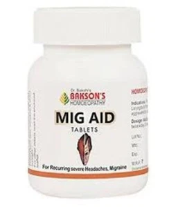 Bakson's Homoeopathic Mig Aid Tablets Sever Headache & Migraine - Picture 1 of 3