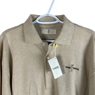 NEW Vtg Harry Vardon Golf Polo Sweatshirt Mens M Beige Pullover Cotton Stretch - Image 1 of 4