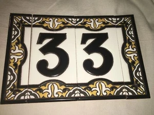 Vtg ceramic address tiles 33 or 3 W/ decorative end pieces Spain Tierra Fina - Picture 1 of 7