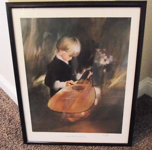 VTG SUNDAY RECITAL DONALD ZOLAN HAND SIGNED #899 FRAMED LITHOGRAPH ARTWORK 27x22 - Picture 1 of 6