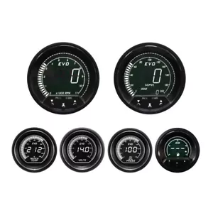 EVO Digital 6 Gauge Set GPS Speedometer White & Green LCD MPH °F PSI 85mm & 52mm - Bild 1 von 18
