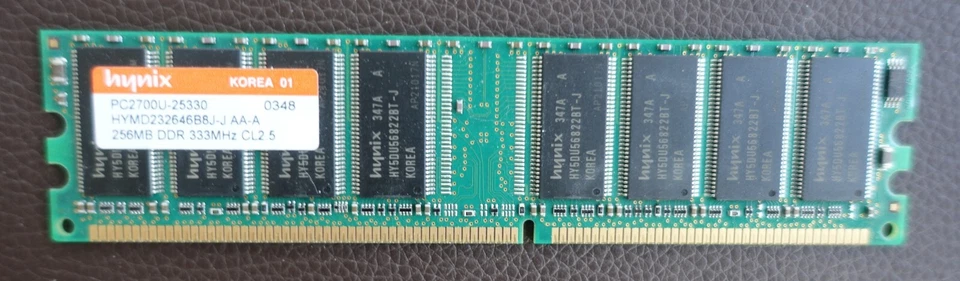 256 MB Hynix PC2700U-25330 DDR 333MHz CL2.5 SDRAM - Image 1 of 2