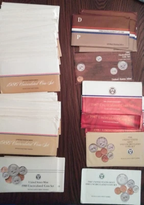 62 Empty Mint Set Envelopes 1984 1985 1986 1987 1988 1989 1990 - Image 1 of 3