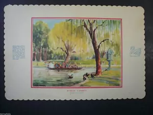 Vintage 1960's PUBLIC GARDENS, Boston Mass. Restaurant Paper Placemat - Picture 1 of 1