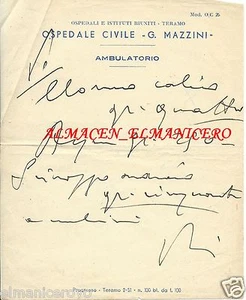 RICETTA PRESCRIZIONE MEDICO AMBULATORIO OSPEDALE CIVILE MAZZINI TERAMO ANNI 30? - Bild 1 von 1