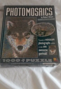 Photomosaics "Grey Wolf" 1000 Piece Puzzle Robert Silvers Challenging New Sealed - Picture 1 of 7