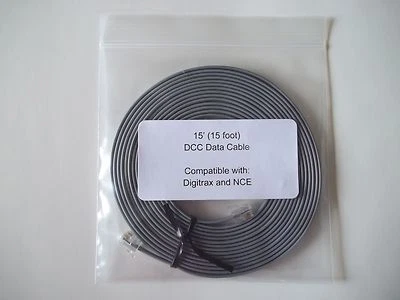 15' (fifteen foot) Model Railroading DCC Data Cable, Digitrax LocoNet, NCE - Image 1 of 3