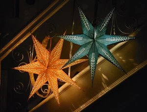 Colgante Terciopelo Estrella Luz Verde azulado o Amarillo 7 Puntos con LED Navidad 60cm NUEVO - Imagen 1 de 19