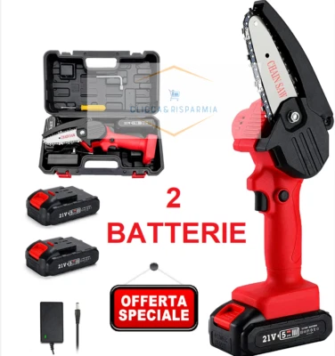 Mini motosega elettrica 2 Batterie 48V Elettrosega tagliarami + VALIGIA OMAGGIO