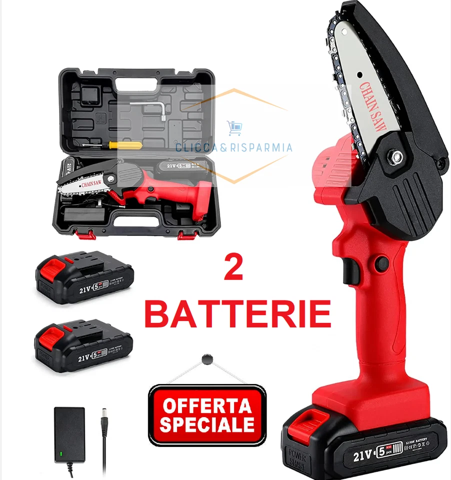 Mini motosega elettrica 2 Batterie 48V Elettrosega tagliarami + VALIGIA OMAGGIO
