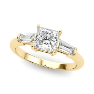 1.50 Ct Princess Cut IGI GIA Lab Grown Diamond Engagement Ring 14K Yellow Gold - Picture 1 of 9