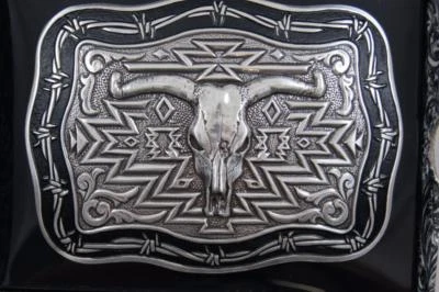 Crumrine Western  LONGHORN bull Skull Belt Buckle 38026 - Image 1 of 3