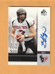 B.J. Symons Texas Tech Red Raiders AUTO 2004 SP Auténtico Houston TX 1F - Imagen 1 de 2