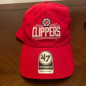 ‘47 Mens Red Los Angeles Clippers NBA Clean Up Strapback Adjustable Hat One Size - Picture 1 of 4
