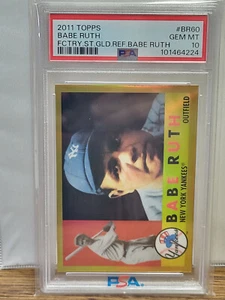2011 TOPPS FACTORY SET GOLD REFRACTOR BABE RUTH CARD YANKEES PSA 10 - Picture 1 of 2