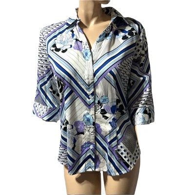 Camisa con botones 7th Avenue Design Studio New York & Co estampado mixto talla L nueva con etiquetas Foto 1 de 4