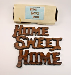 Vintage Wanddeko "Home Sweet Home" aus Massivholz im Originalkarton - Bild 1 von 11